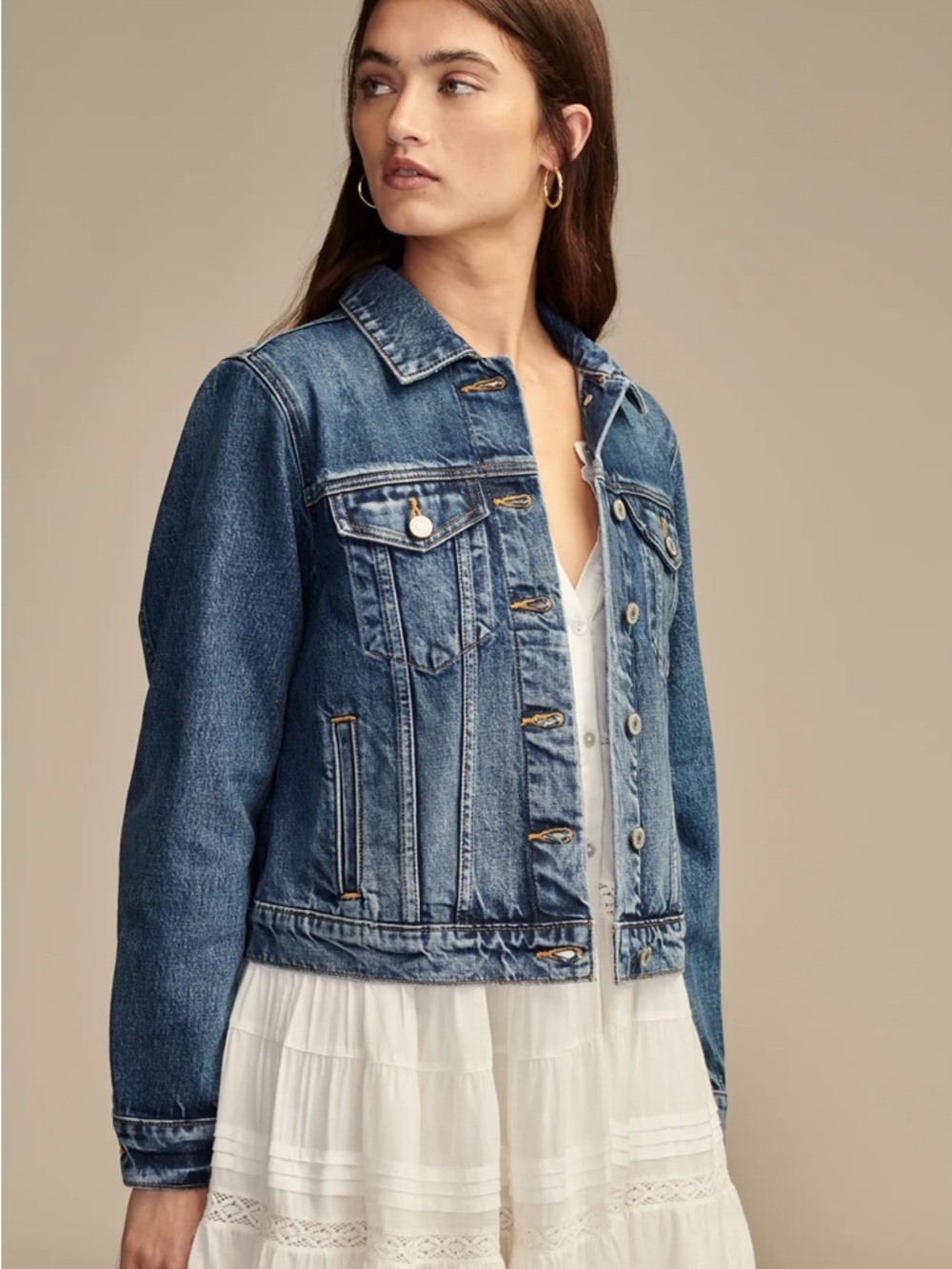 Lucky Brand Dark Blue‎ Denim Jacket with Snap Button, Size S